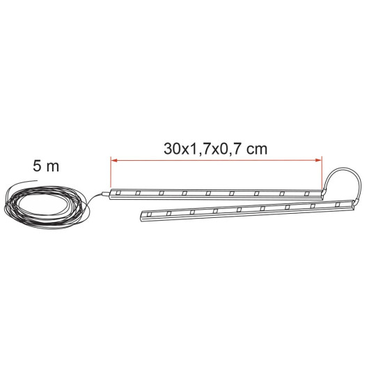 Awning Arms Led FIAMMA - éclairage 12V pour bras de store de camping-car - dimensions