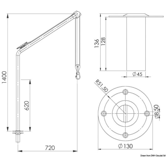 Kit 2 bossoirs inox 120 Kg OSCULATI Mât de charge & bossoir pour bateau