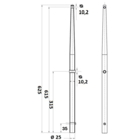 Accastillage bateau et accessoire, OSCULATI Chandelier inox de rechange pour voilier H 610 mm diamètre 25 mm