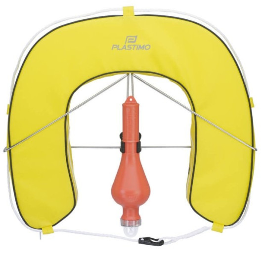 Bouée fer à cheval équipée PLASTIMO - bouée de sauvetage déhoussable pour la navigation en bateau - jaune