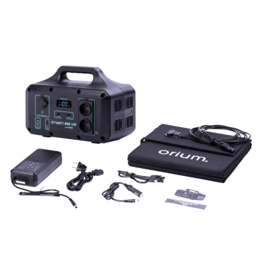 ORIUM Pack nomade IZYWATT 800 + Panneau solaire pliant 160W pour excursion, van et fourgon aménagé