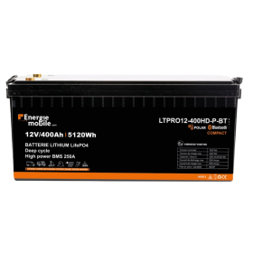 LTPRO12-400HD-P-BT ENERGIE MOBILE - Batterie lithium 400 Ah garantie 5 ans pour bateau, camping-car