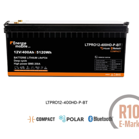 LTPRO12-400HD-P-BT ENERGIE MOBILE - Batterie lithium 400 Ah garantie 5 ans pour bateau, camping-car