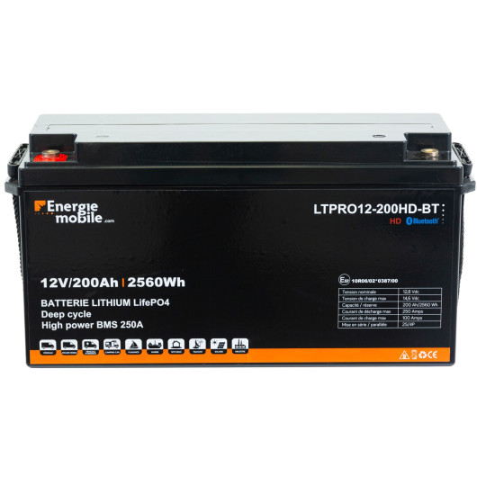 LTPRO12-200 Ah HD-BT batterie lithium haute capacité 200 Ah pour bateau et véhicule aménagé