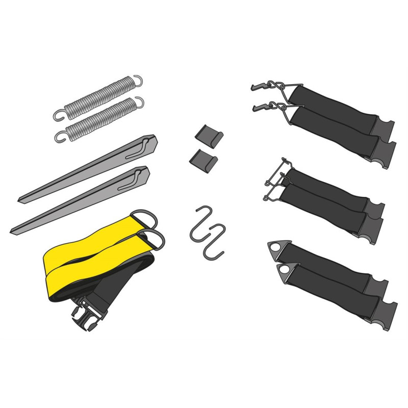 Kit Sangle Anti-tempête Pour Auvent De Camping-car - Fixation Solide Vent Fort - 2 Sangles + Piquets + Ressorts