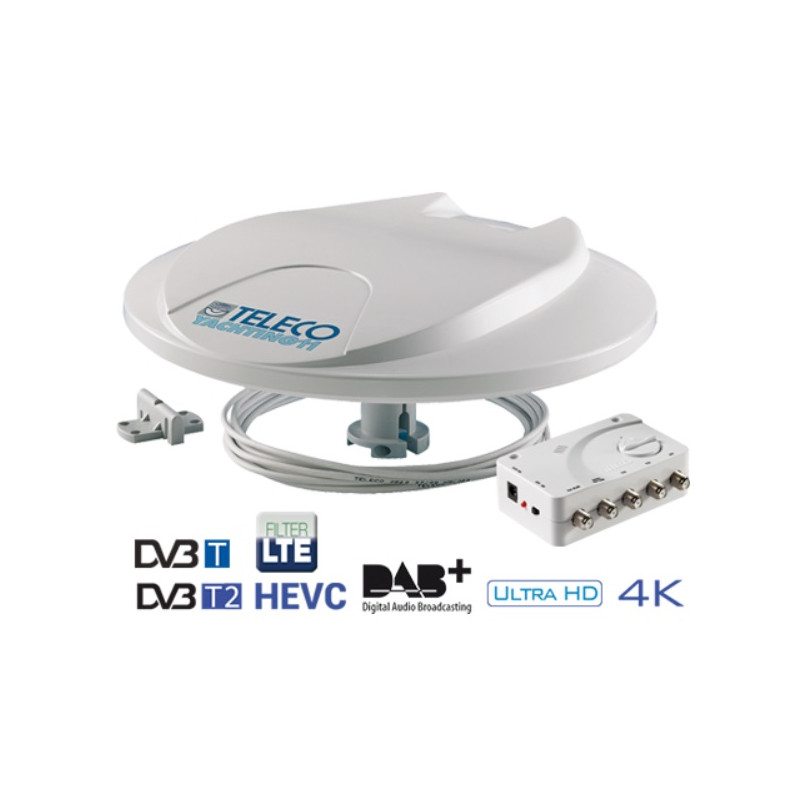 Antenne TV Extérieure Discovery V2 Ultra HD - Avec Ampli, Filtre 4G/5G Et Pointeur - Pour TNT, DVB-T2 - Gain 46 DB - 4
