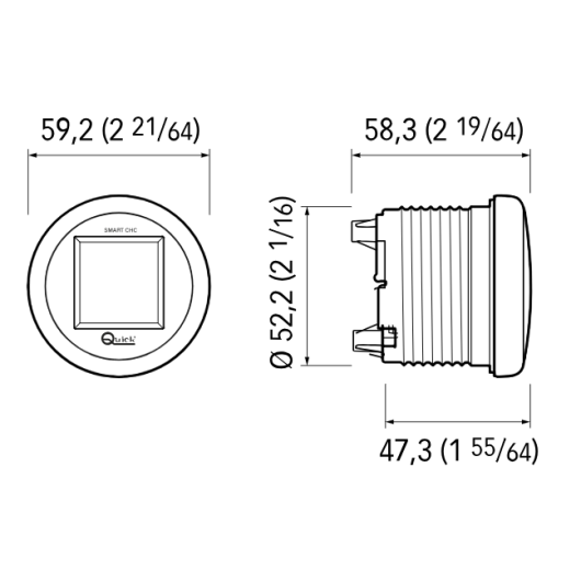 Compteur de chaine Smart CHC 12/24V QUICK - Commande & relais - Dimensions