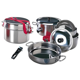 Popote inox 9 pièces - Batterie de cuisine bateau, fourgons et camping-car  - ensemble