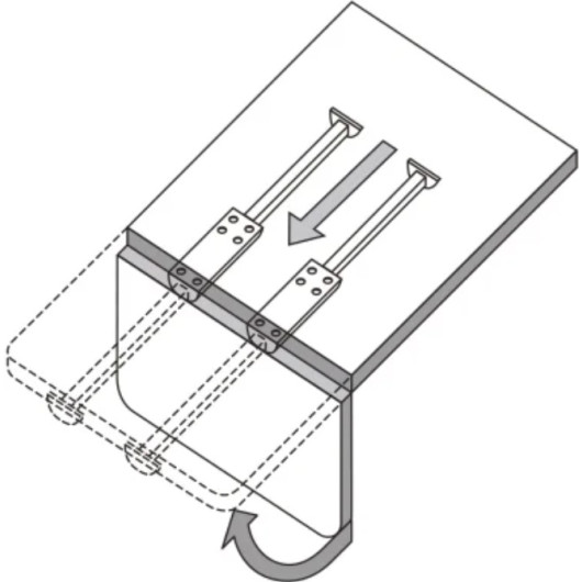 Tirette de table 400 mm FAWO - support rallonge de table pour van, camping-car & fourgon - schéma