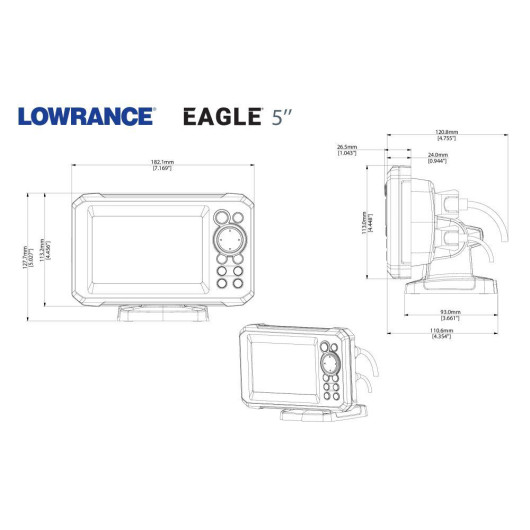 Sondeur/GPS Eagle 5 LOWRANCE - Combiné sondeur-GPS - Dimensions