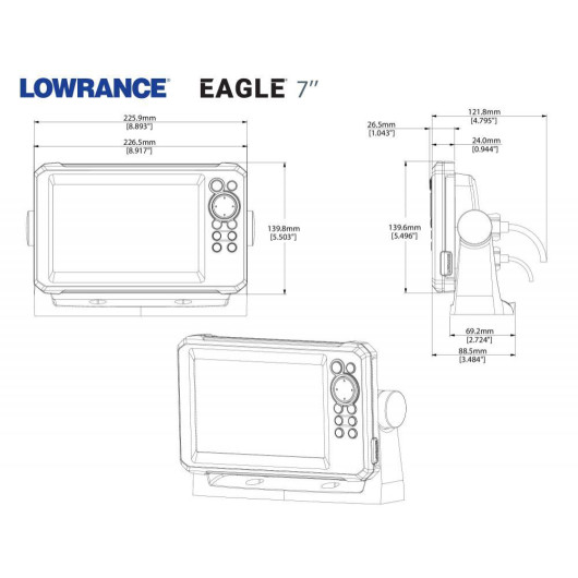 Sondeur/GPS Eagle 7 LOWRANCE - Combiné sondeur-GPS - Dimensions