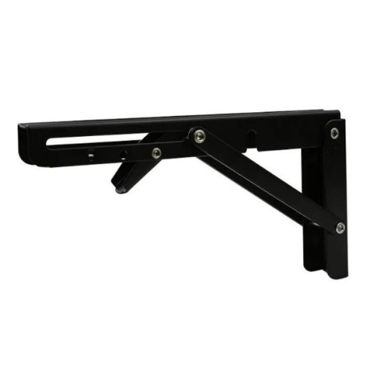 Console pliante 200 mm DECMO - équerre pliable pour table de van, camping-car & bateau - acier laqué noir