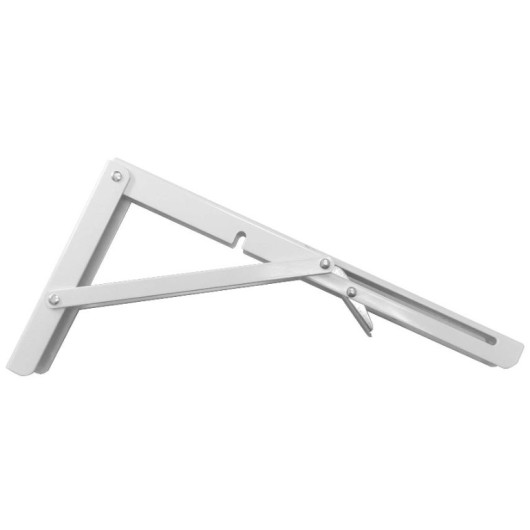 Console pliante 400 mm DECMO - équerre rabattable pour table de fourgon, bateau & camping-car - blanc