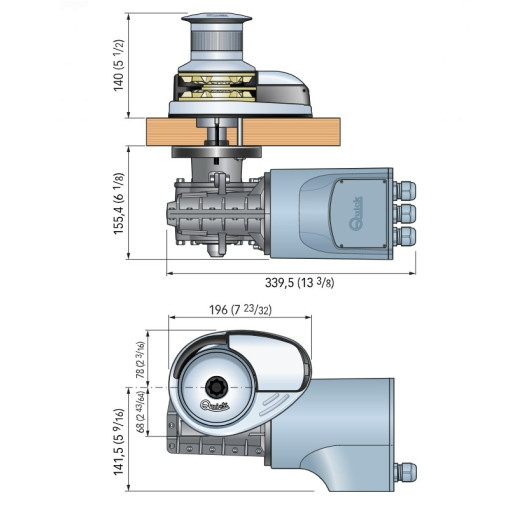 Guindeau Prince DP2 12V 700W QUICK - Guindeau électrique - Dimensions avec poupée
