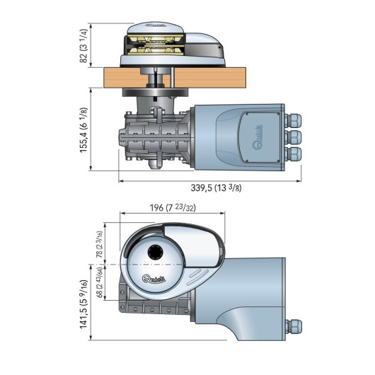 Guindeau Prince DP2 24V 700W QUICK - Guindeau électrique - Dimensions