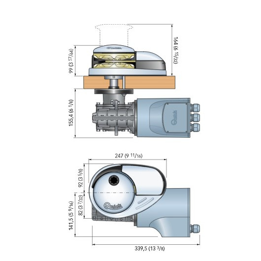 Guindeau Prince DP3 12V 700W QUICK - Guindeau électrique - Dimensions