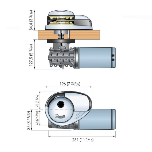 Guindeau Prince DP2 12V 500W QUICK - Guindeau électrique - Sans poupée dimensions