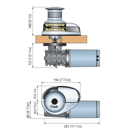 Guindeau Prince DP2 12V 500W QUICK - Guindeau électrique - Avec poupée dimensions