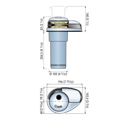 Guindeau Prince DP2E 12V 500W QUICK - Guindeau électrique - Dimensions