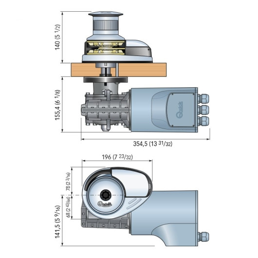 Guindeau Prince DP2 12V 1000W QUICK - Guindeau électrique - Avec poupée dimensions