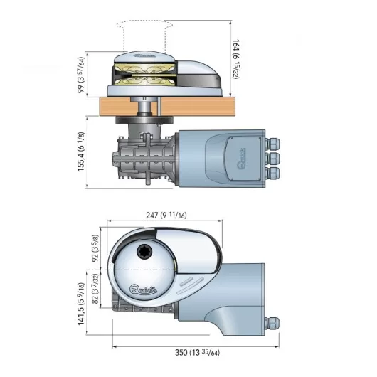 Guindeau Prince DP3 12V 1000W QUICK - Guindeau électrique - Dimensions