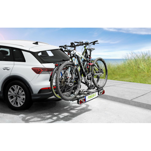 Poker-F EUFAB - Porte-vélos d'attelage basculant pour van aménagé ou voiture - chargé