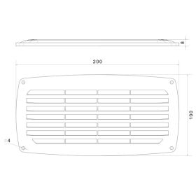 Grille d’aération ABS 200 x 100 mm NUOVA RADE - ventilation pour bateau, van et camping-car