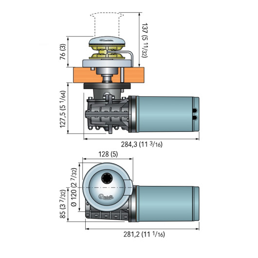 Rider R1 12 V 500 W 6 mm QUICK - Guindeau électrique - Dimensions