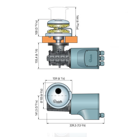 Rider R3 12 V 700 W QUICK - Guindeau électrique - Dimensions