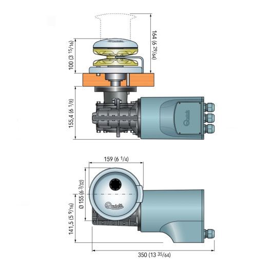Rider R3 12 V 1000 W QUICK - Guindeau électrique - Dimensions