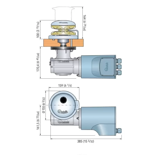 Rider R3 24 V 1400 W QUICK -  Guindeau électrique - Dimensions