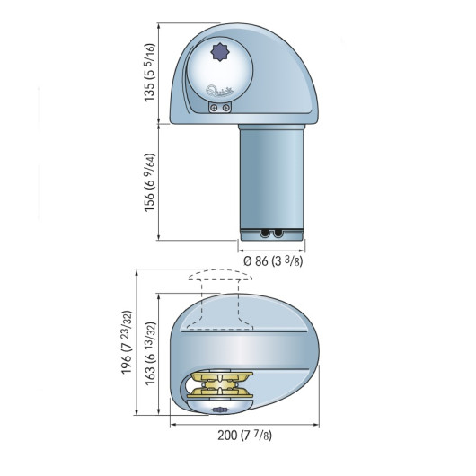 Eagle 12 V 500 W QUICK -  Guindeau électrique - Dimensions