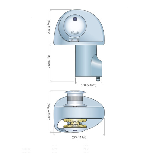 Eagle 12 V 1400 W QUICK - Guindeau électrique - Dimensions