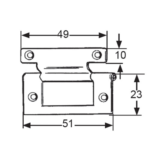 Charnière anglaise coudée 51 x 35 mm Decmo | charnière intérieur pour porte de camping-car et bateau | dimensions
