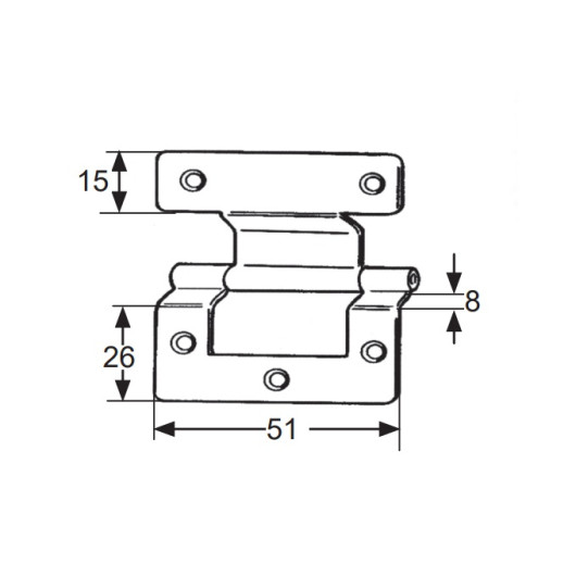 Charnière anglaise à déport 51 x 57 mm Decmo | Charnière intérieure pour porte de camping-car et van | dimensions