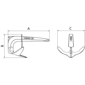 Ancre Trefoil avec plaque contre eau OSCULATI | Ancre inox charrue pour bateau