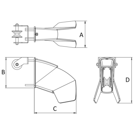Davier pour ancre Trefoil Osculati | davier inox à encastrer pour bateau | avec ancre en place | dimensions