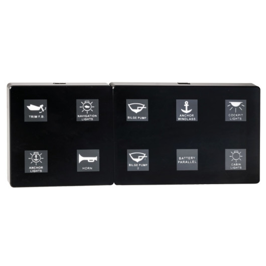 Tableau électrique tactile 6 interrupteurs Osculati | panneau 12/24V pour bateau | tableau 4 inter + 6 inter