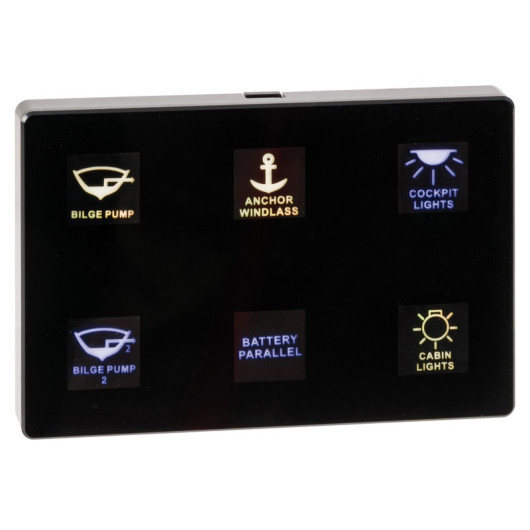 Tableau électrique tactile 6 interrupteurs Osculati | panneau 12/24V pour bateau | rétro éclairage