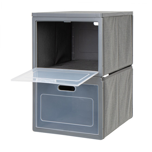 Boîte de rangement pliable x2 - Accessoire intérieur pour camping-car, fourgon aménagé et bateau - face