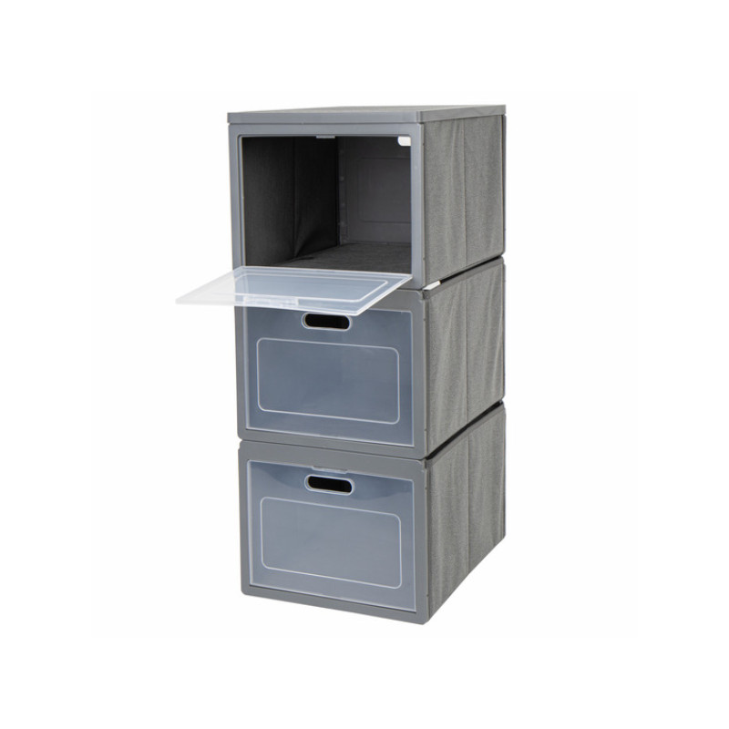 Boîte De Rangement 4 Niveaux Sur Roulettes – Gris – Plastique Solide
