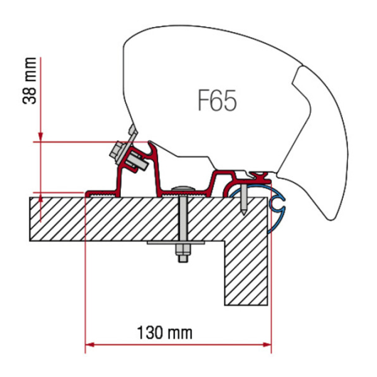 Accessoire fixation Adapter caravan standard FIAMMA F65L  |schéma installation pour store F65L