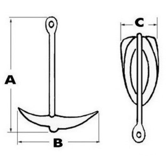 Ancre à grappin inox OSCULATI | Ancre & chaine de mouillage | Schéma
