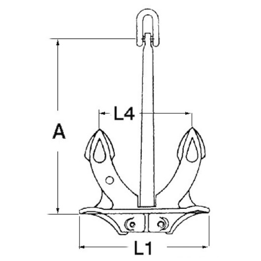 Ancre Hall Osculati | Ancre & chaine de mouillage | Dimensions