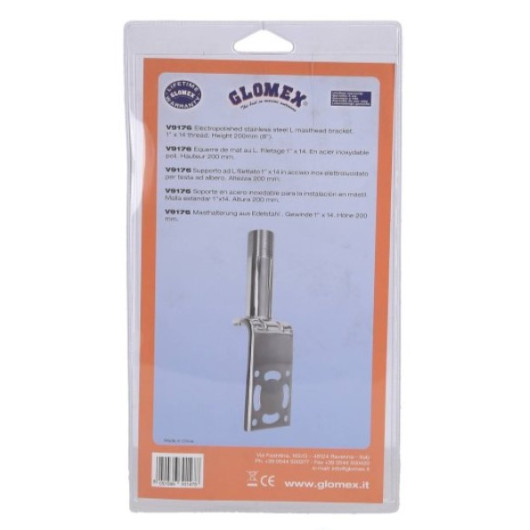 Support d'antenne V9176 Glomex | Rotule inox pour antenne TV et VHF de bateau | filetage 1/4"