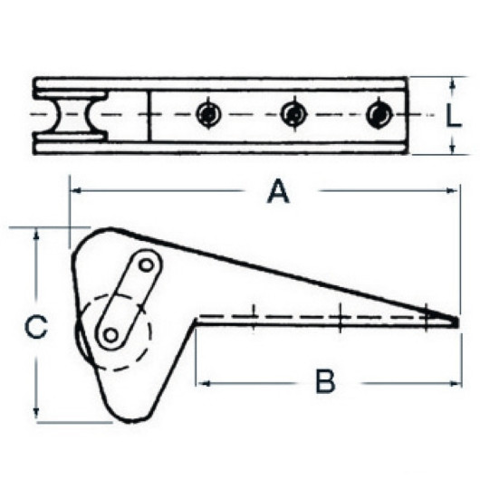 Davier inox pour ancre Bruce / Trefoil Osculati | Davier & écubier | Schéma