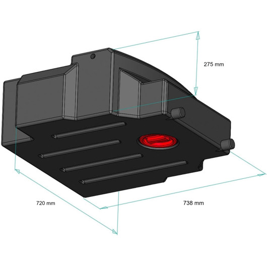 Réservoir sous châssis pour eaux usées - dimensions