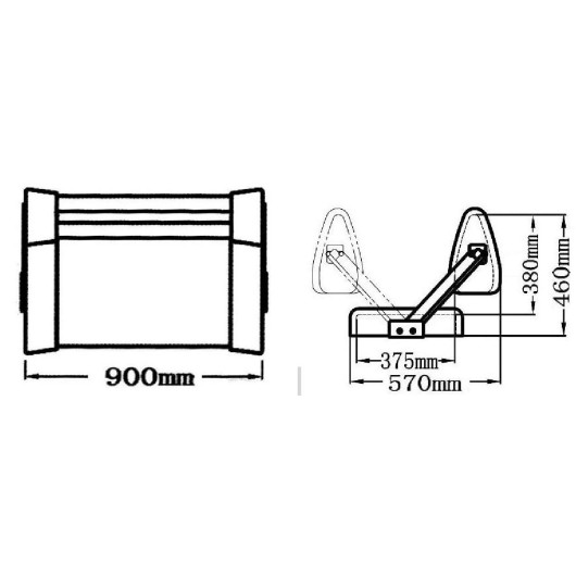 Banquette double Reverso - dossier pivotant pour bateau à moteur - schéma