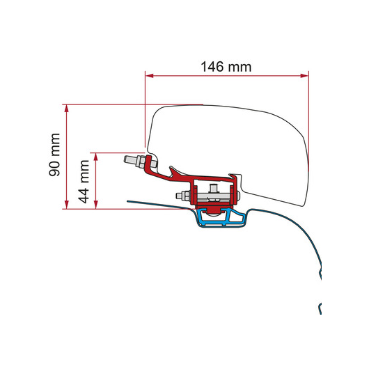 FIAMMA Adaptateur F40Van | VW T5 T6 T6.1 avec rail C