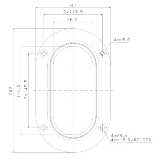 Ecubier inox | 241 x 146 mm Osculati | écubier pour passage de chaîne du bateau | dimensions
